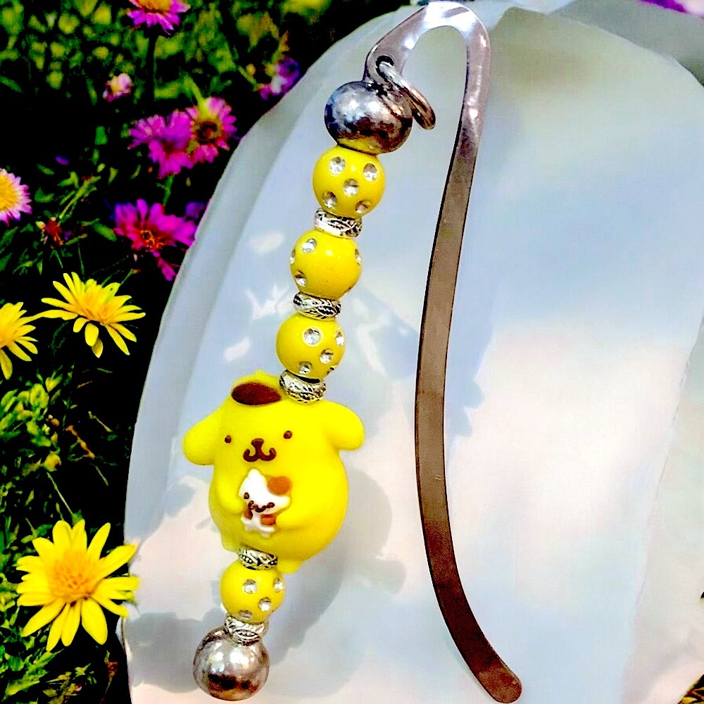 Pompompurin Yellow Beaded Bookmark hello Kitty family Sanrio